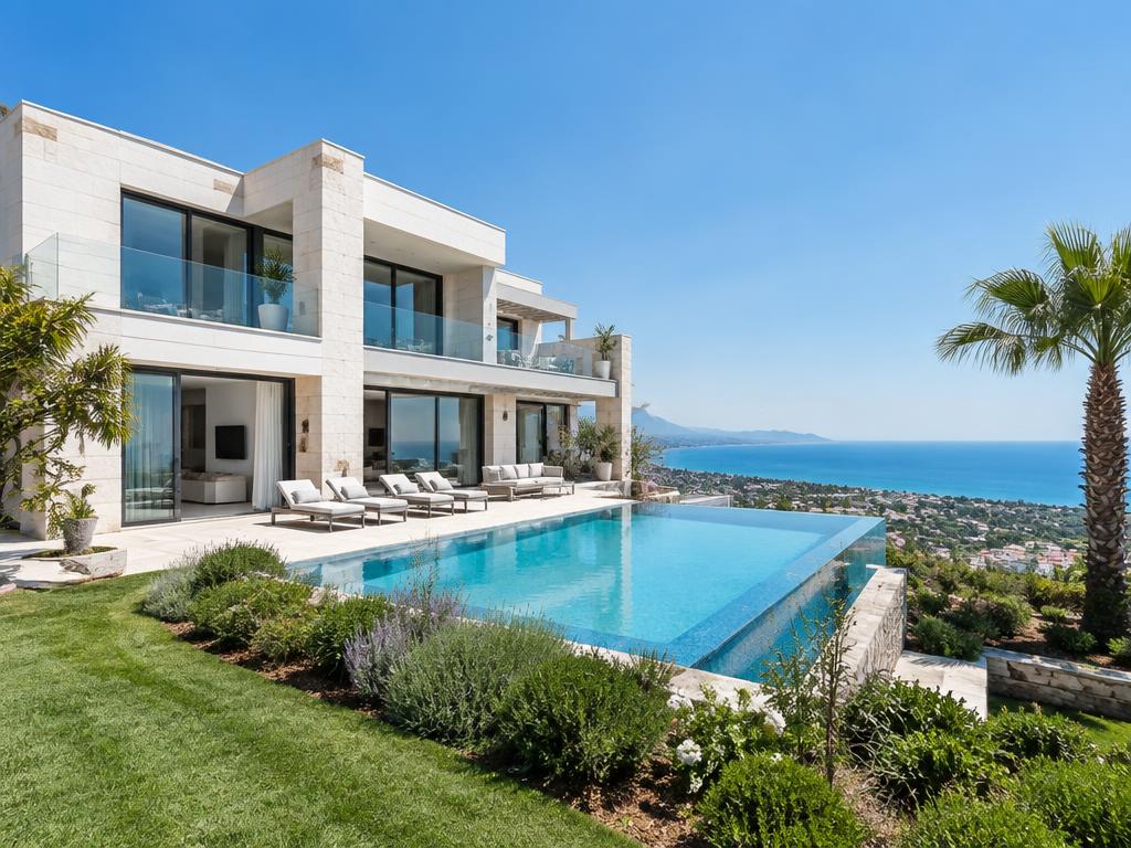 Girne Alsancak'ta Deniz Manzaralı Modern 3+1 Villa